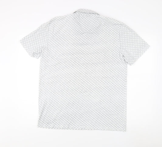 Next Men's White Polo Shirt, Size L, Geometric Pattern