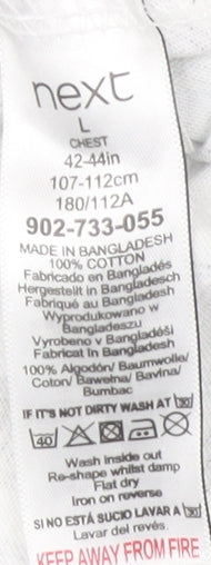 Next Men's White Polo Shirt, Size L, Geometric Pattern