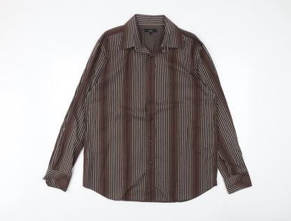 Mens UK Collar Size L Jeff Banks Smart Brown  Dress Shirt