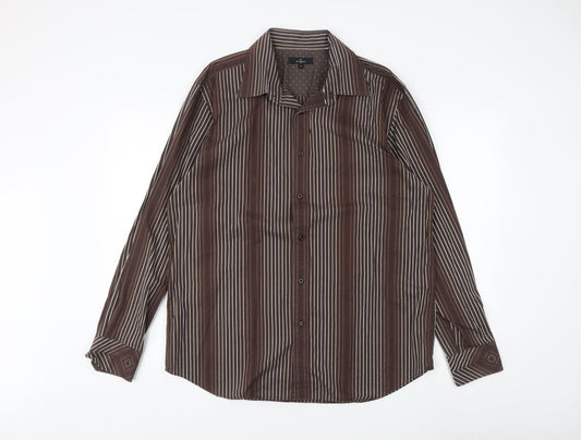 Mens UK Collar Size L Jeff Banks Smart Brown  Dress Shirt