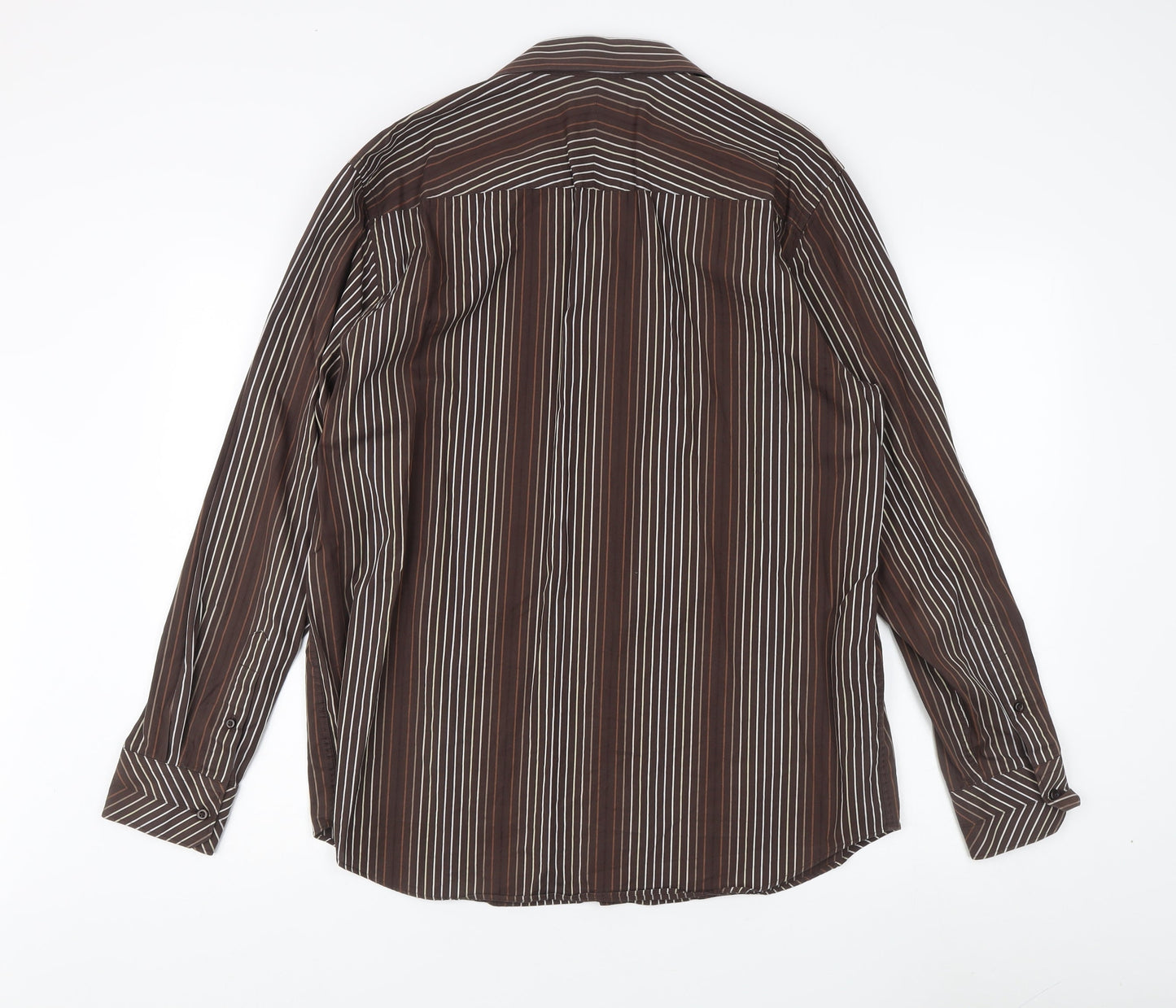 Mens UK Collar Size L Jeff Banks Smart Brown  Dress Shirt
