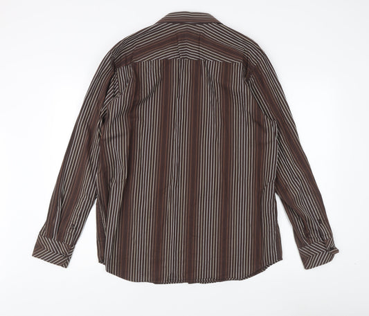Mens UK Collar Size L Jeff Banks Smart Brown  Dress Shirt