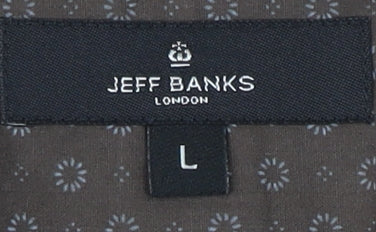 Mens UK Collar Size L Jeff Banks Smart Brown  Dress Shirt