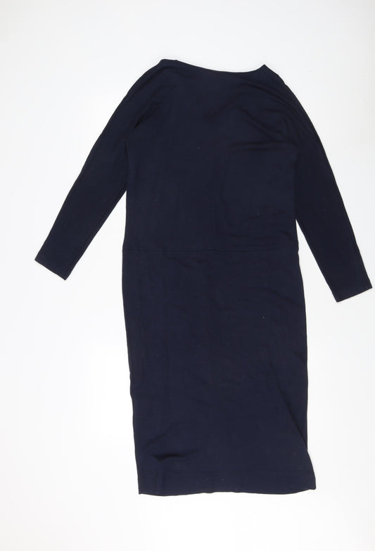 Jaeger Women's Blue V-Neck Sheath Dress Size S