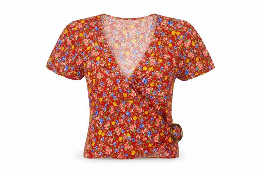 Womens UK Size 8 New Look Multicoloured Wrap Blouse