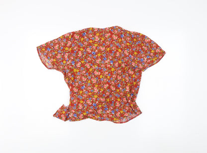 New Look Women's Multicoloured Floral Wrap Blouse - Size 8