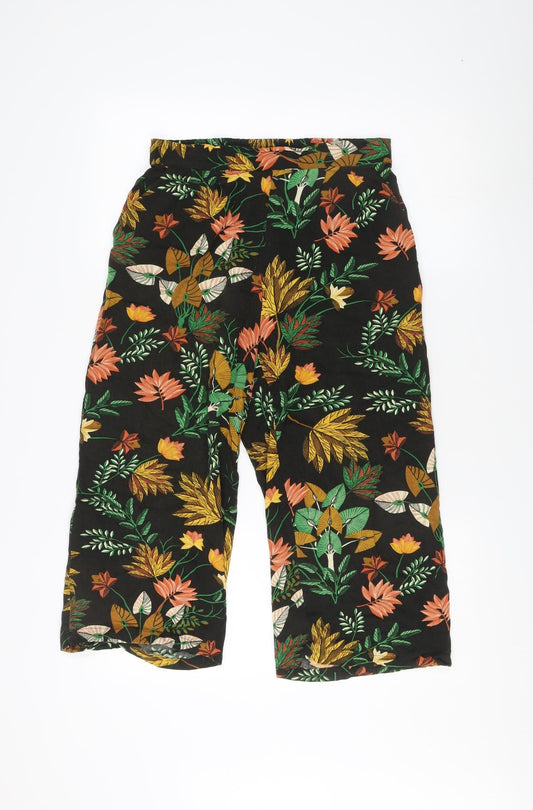 Womens UK Size 10 Warehouse Relaxed Fit Cropped Multicoloured Trousers