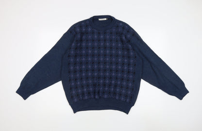 Farah Men's Blue M Check Pullover Jumper