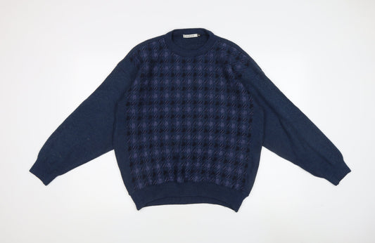 Farah Men's Blue M Check Pullover Jumper