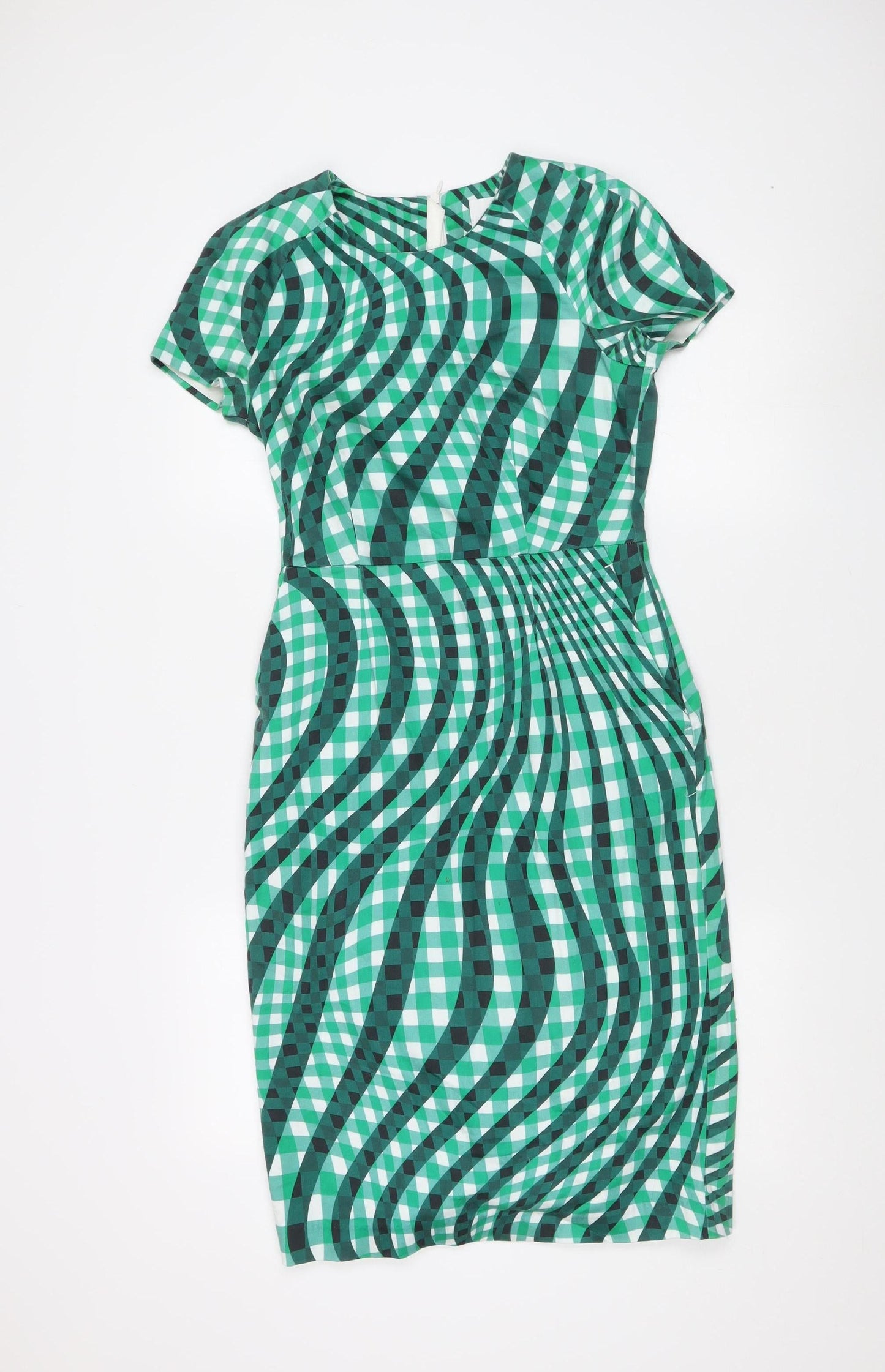L.K. Bennett Women's Green Check Dress, Size 8, Chic Style