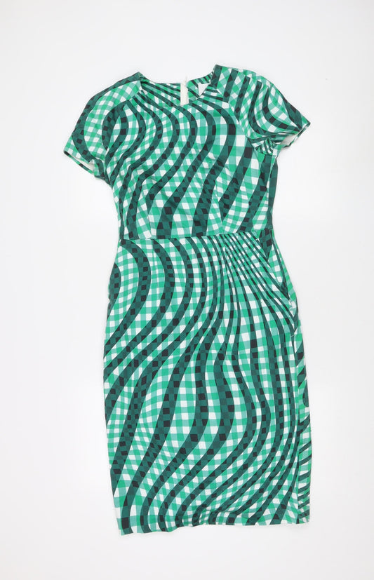 L.K. Bennett Women's Green Check Dress, Size 8, Chic Style
