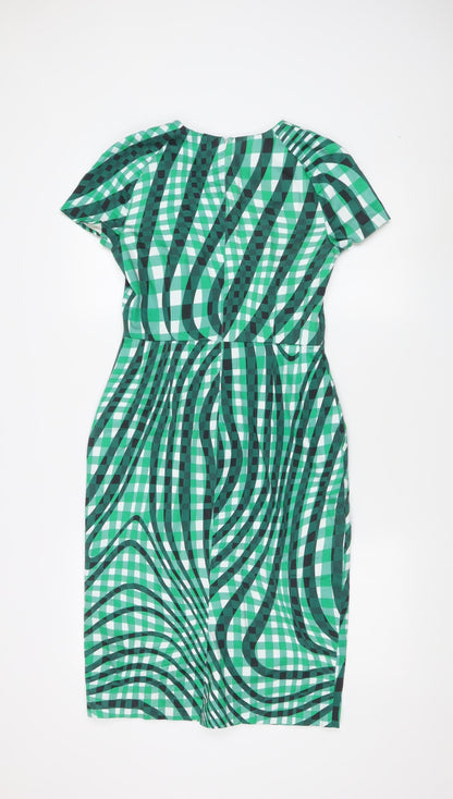 L.K. Bennett Women's Green Check Dress, Size 8, Chic Style