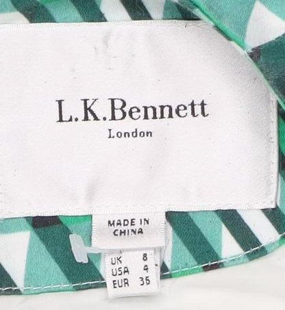L.K. Bennett Women's Green Check Dress, Size 8, Chic Style