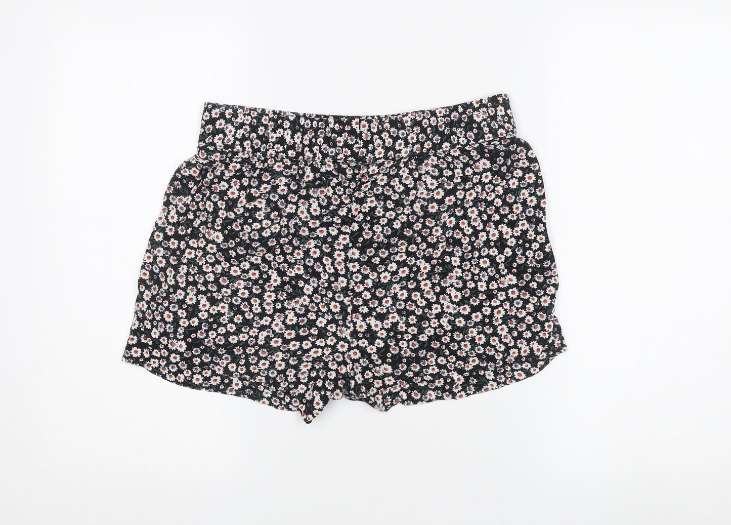 JDY Women's Black Floral Shorts, Size 10, Casual Viscose