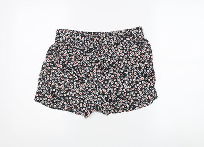 JDY Women's Black Floral Shorts, Size 10, Casual Viscose