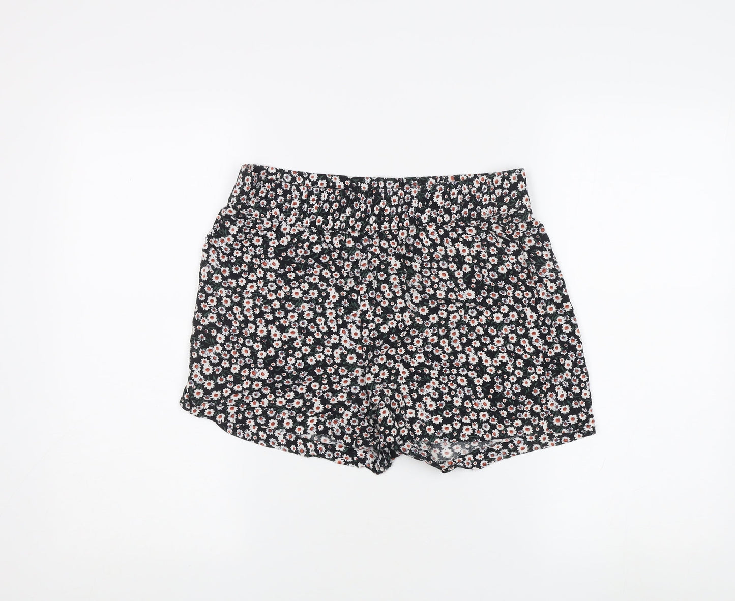 JDY Women's Black Floral Shorts, Size 10, Casual Viscose