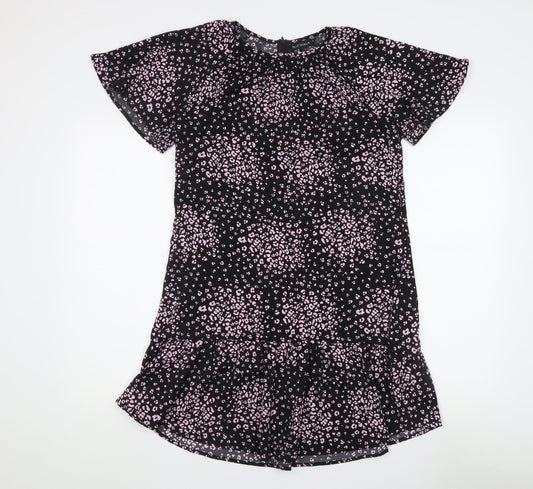 Blue Vanilla Women's Dress Black Pink Size 8 Animal Print