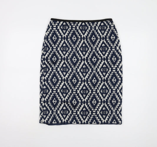 Marks and Spencer Women's Blue Geometric Midi Skirt