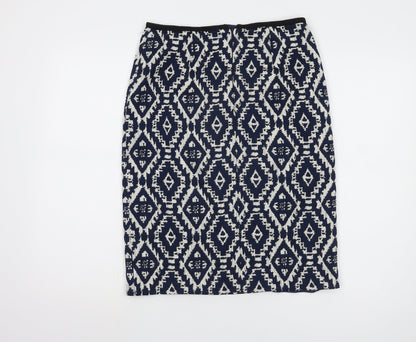 Marks and Spencer Women's Blue Geometric Midi Skirt