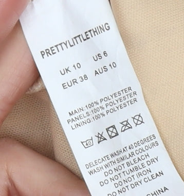 PrettyLittleThing Women's Beige Bodycon Dress, Size 10