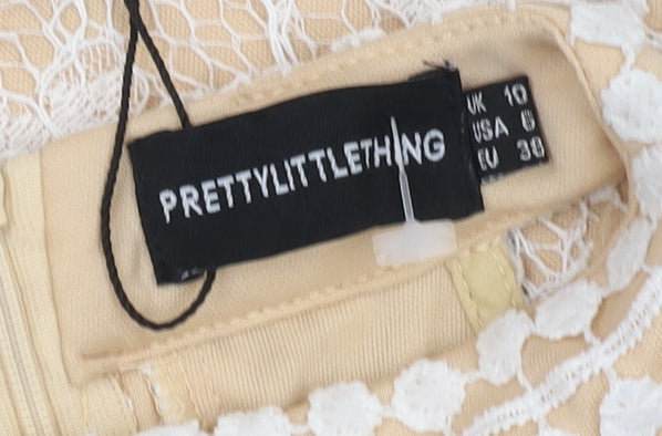 PrettyLittleThing Women's Beige Bodycon Dress, Size 10