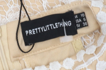 PrettyLittleThing Women's Beige Bodycon Dress, Size 10