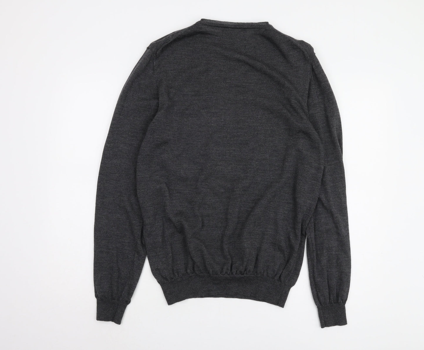 Marks and Spencer Men's Grey Slim Fit V-Neck Jumper L