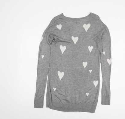 Baukjen Women's Grey Heart Pullover Jumper, Size 6