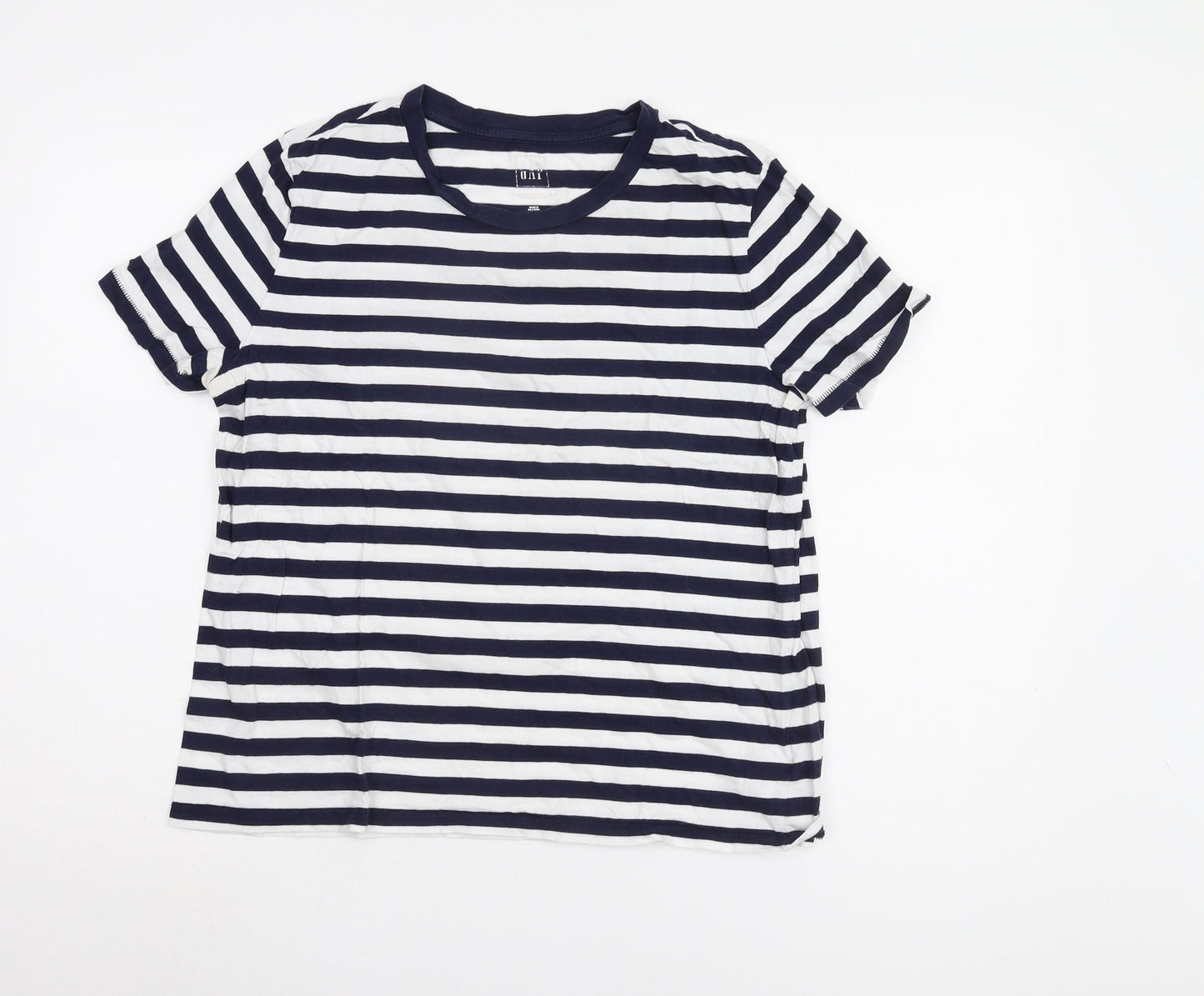 GAP Women's Blue Striped T-Shirt Size 16 - Casual Basic