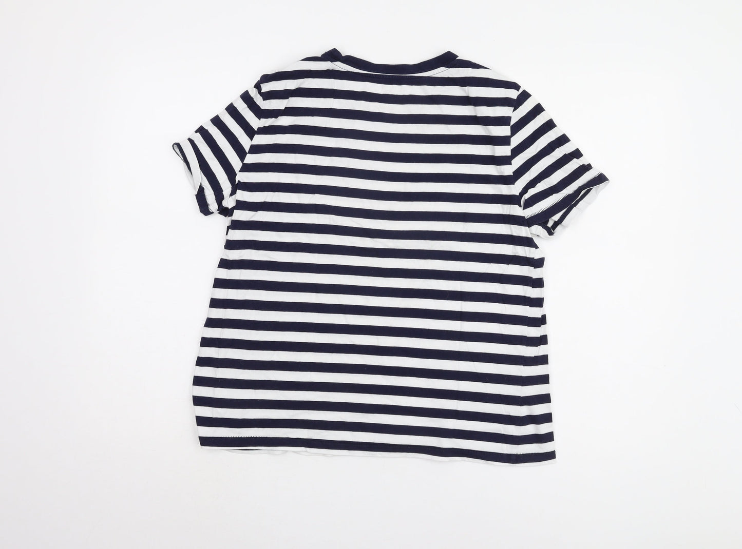 GAP Women's Blue Striped T-Shirt Size 16 - Casual Basic