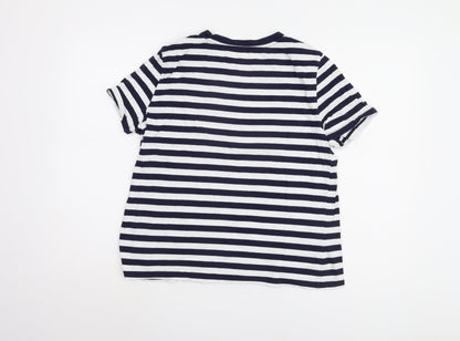 GAP Women's Blue Striped T-Shirt Size 16 - Casual Basic