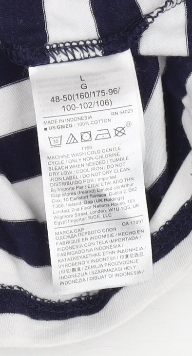 GAP Women's Blue Striped T-Shirt Size 16 - Casual Basic