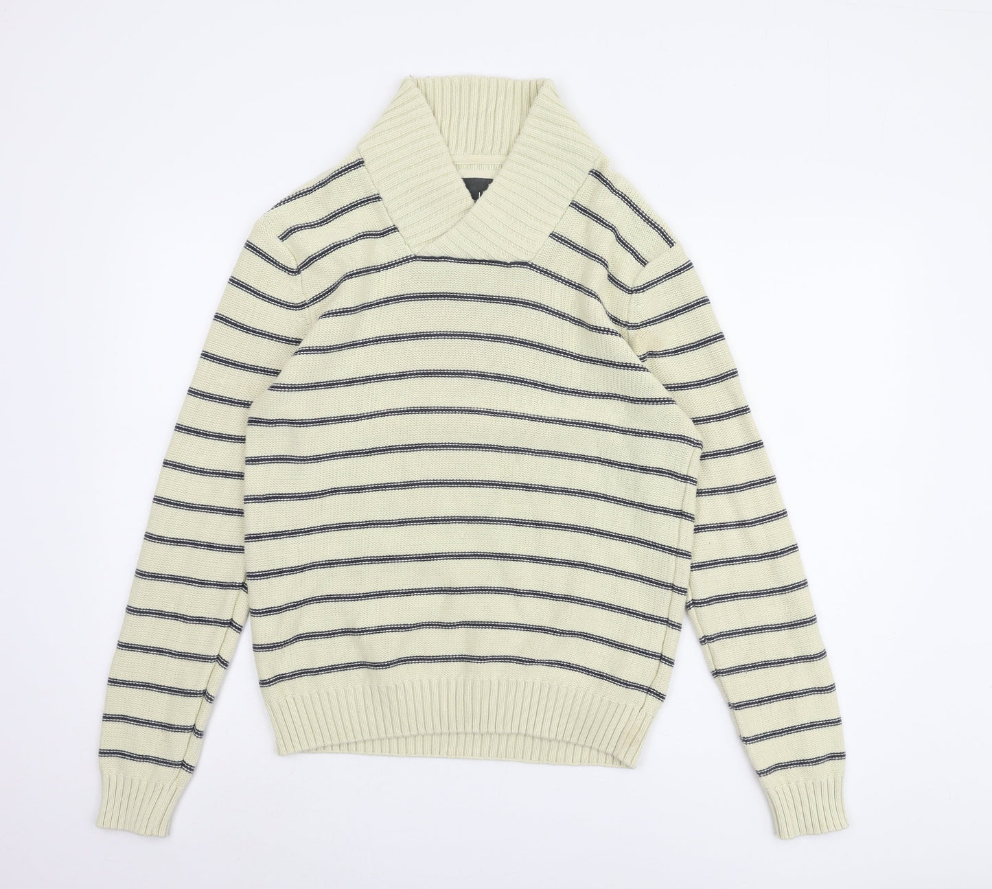 H&M Men’s Beige Roll Neck Striped Pullover - Size L