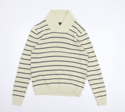 H&M Men’s Beige Roll Neck Striped Pullover - Size L