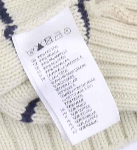 H&M Men’s Beige Roll Neck Striped Pullover - Size L