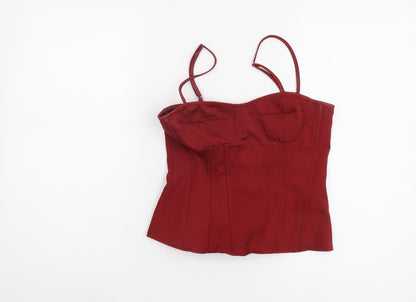Womens UK Size 6 PRETTYLITTLETHING Red Camisole Tank