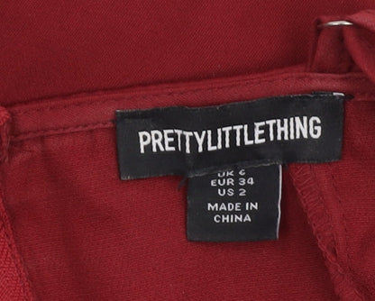 Womens UK Size 6 PRETTYLITTLETHING Red Camisole Tank