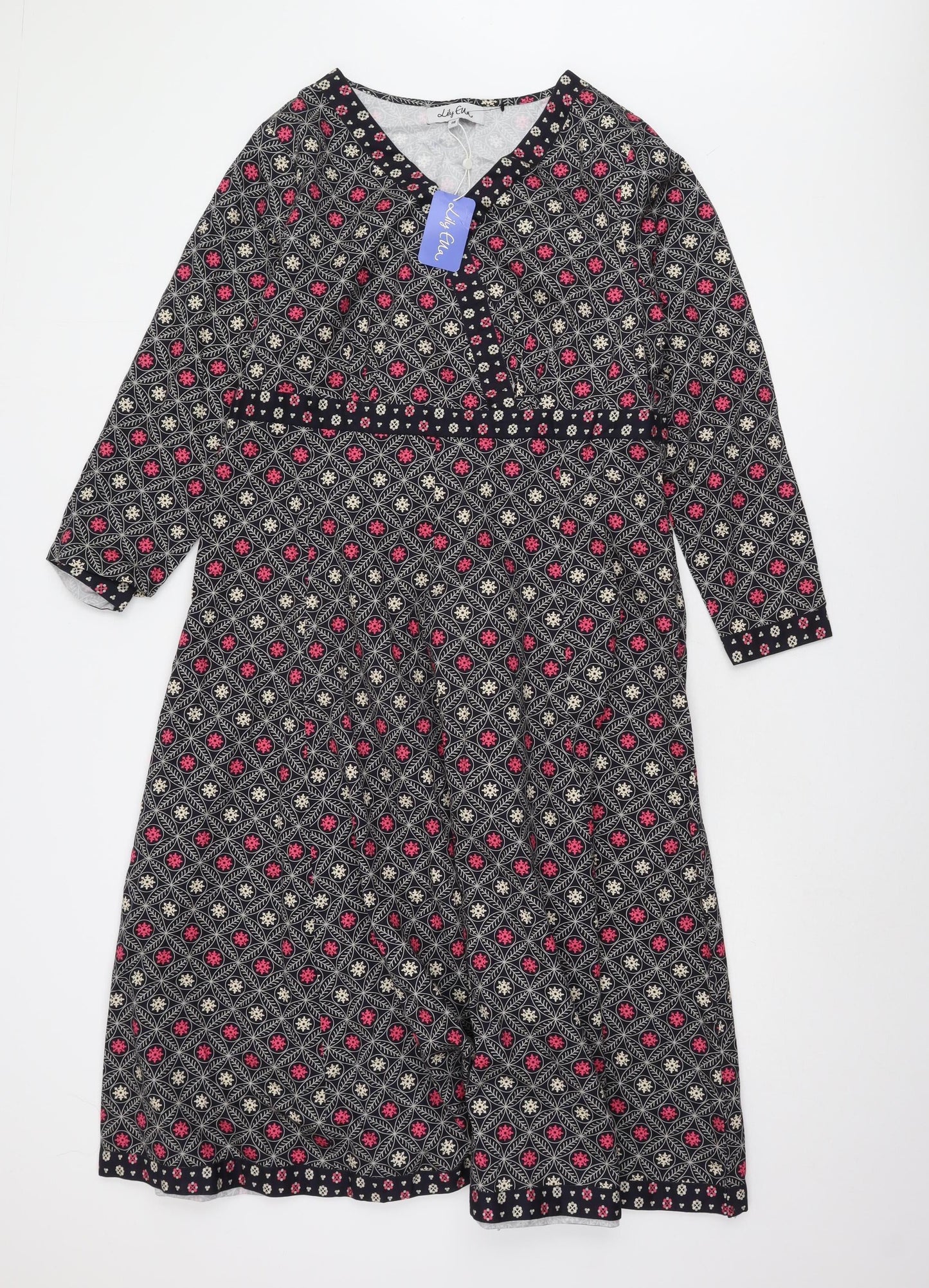 Lily Ella Women’s Multicoloured V-Neck Dress Size 16