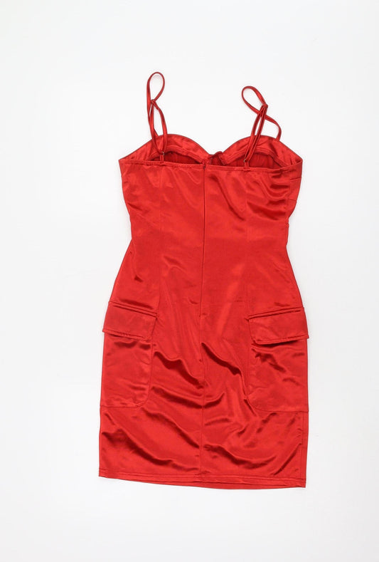 Naanaa Women's Red Sleeveless Party Dress Size 8