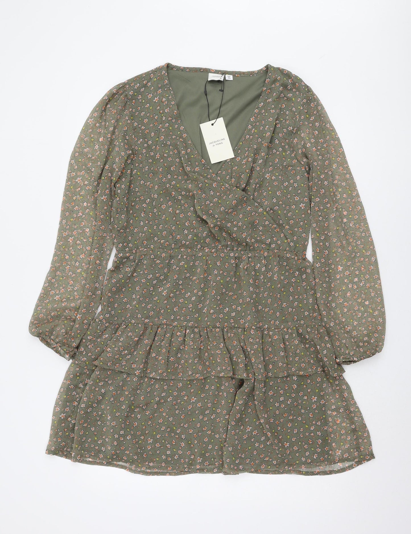 Jacqueline de Yong Green Floral Dress, Size 12