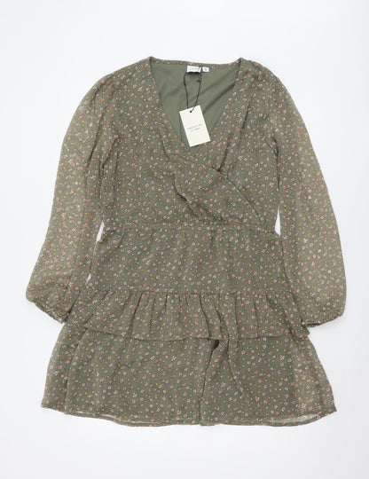 Jacqueline de Yong Green Floral Dress, Size 12
