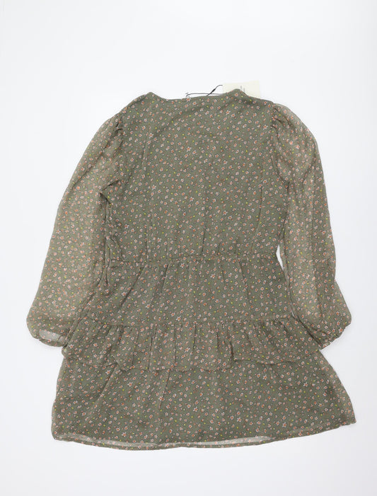 Jacqueline de Yong Green Floral Dress, Size 12