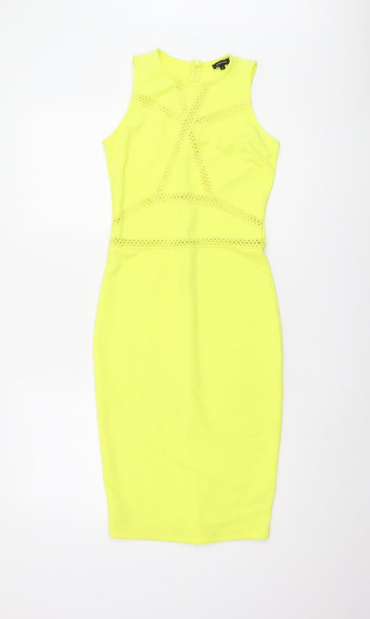 River Island Women's Yellow Bodycon Dress Size 6