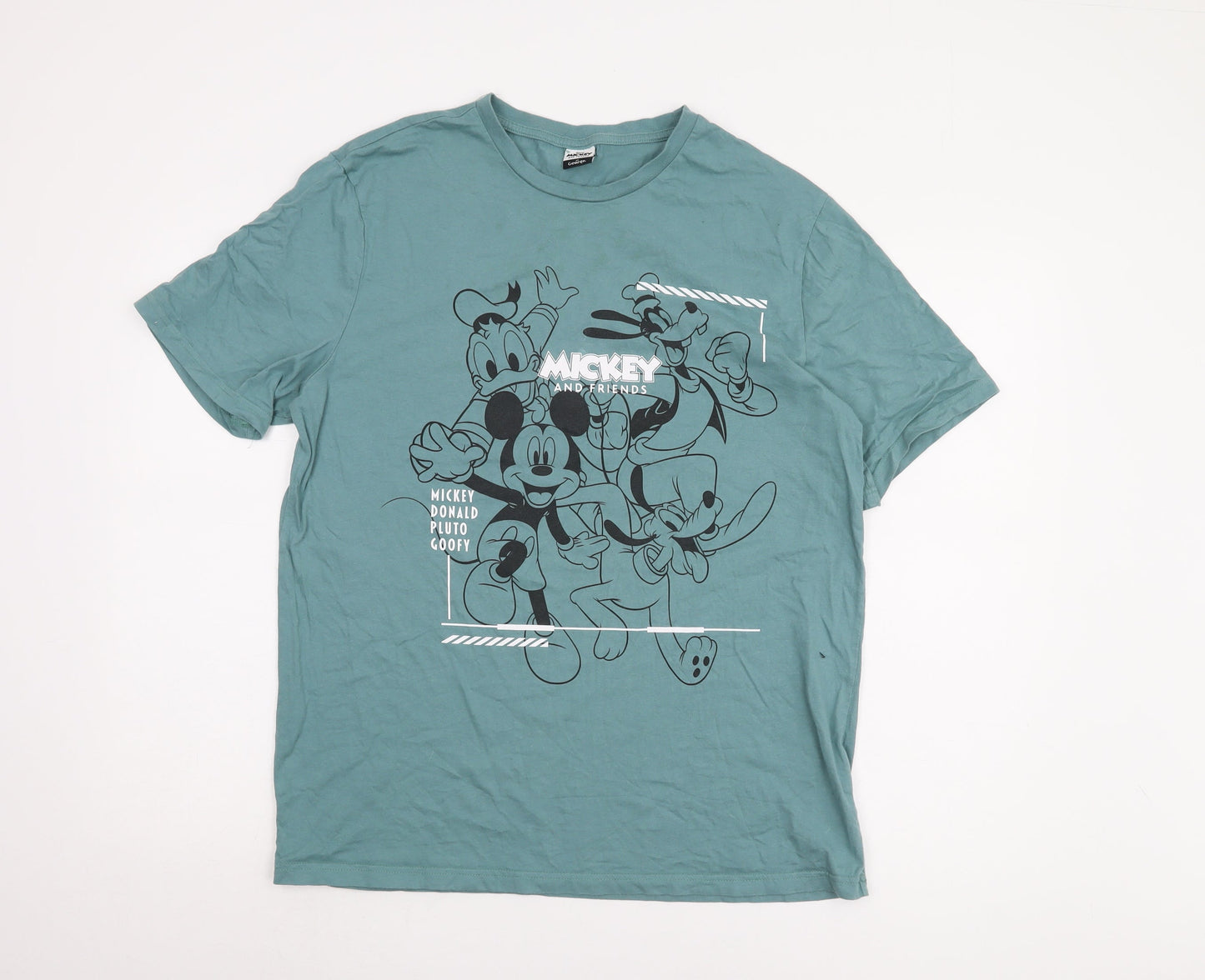 George Men's Green Disney T-Shirt L Mickey & Friends