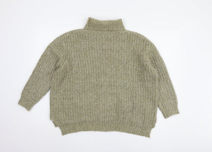 Zara Women’s Green Roll Neck Chunky Knit Jumper Size 5