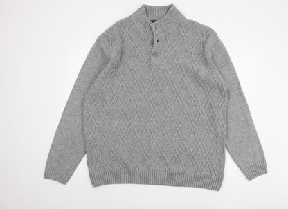 Cotton Traders Men’s Grey 2XL Henley Jumper
