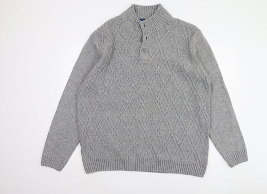 Cotton Traders Men’s Grey 2XL Henley Jumper