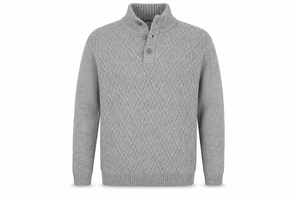 Mens UK Size 2XL Cotton Traders Grey Henley Jumper