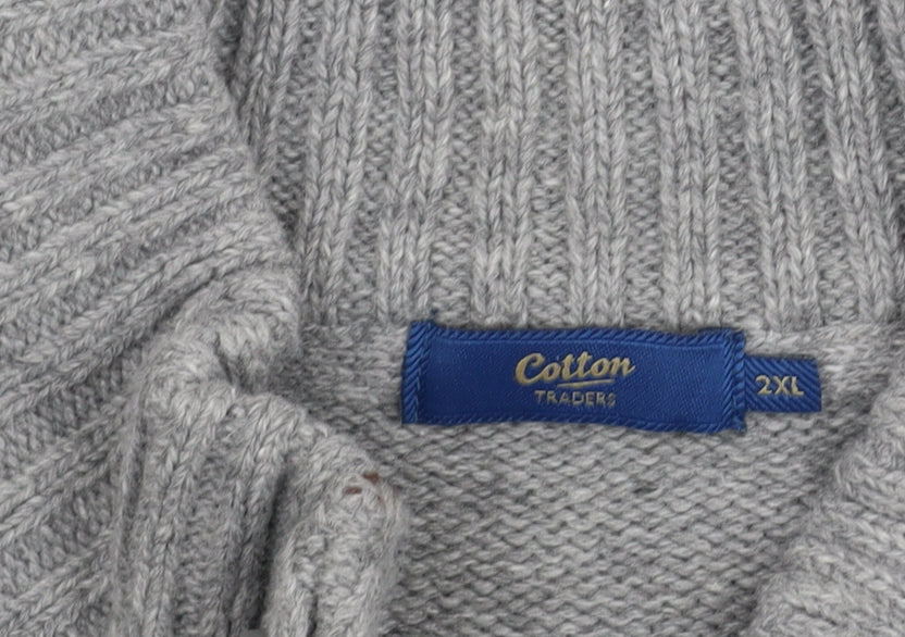 Cotton Traders Men’s Grey 2XL Henley Jumper