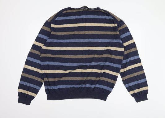 Jaeger Men's Multicoloured Striped Pullover, XL